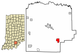 Location of New Pekin in Washington County, Indiana.