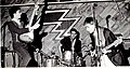 The Young Snakes playing the Underground, Allston, Massachusetts. From left: Doug Vargas, Dave Bass Brown, and Aimee Mann.