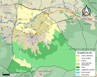 Carte en couleurs présentant l'occupation des sols.