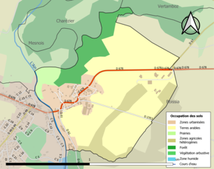 Carte en couleurs présentant l'occupation des sols.