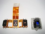 Three monochrome sensors and color separation prism from Sony DCR-VX1000E camera