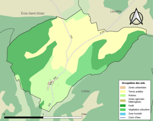 Carte en couleurs présentant l'occupation des sols.