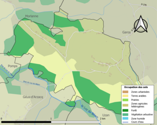 Carte en couleurs présentant l'occupation des sols.