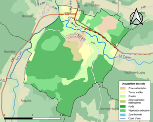 Carte en couleurs présentant l'occupation des sols.