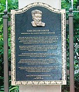 Plaque at Betances House, 2007