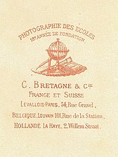 Dos de carton de Claude Bretagne durant son association avec Jules David à Levallois vers 1875.