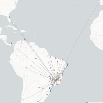 Mapa de voos, Outubro de 2024