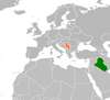 Location map for Iraq and Serbia.