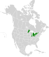 Aire de répartition du Crapet du Nord