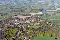 Aerial view in 2012 with Oste