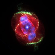 The Cat's Eye Nebula, an example of a planetary nebula.
