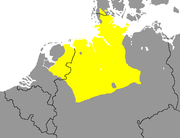 Aire de diffusion du bas saxon (ou bas allemand occidental).