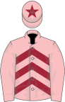 Pink, maroon chevrons on body and star on cap