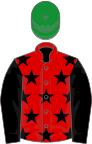 Red, black stars and sleeves, green cap