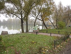 Park in Plysky with a pond
