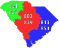 South Carolina area code map