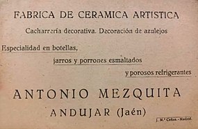 Tarjeta fábrica Antonio Mezquita