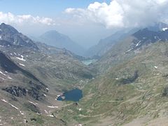 Le lac Naturel de Barbellino vu du Mont Torena.