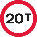 Vehicles and loads exceeding weight in tonnes indicated prohibited (1981–1994)