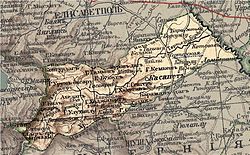 The village of Abdullaushaghi as part of the Javanshir district on the map of 1903