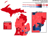 Results shaded by the percentage of the party vote in each district