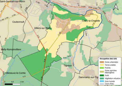 Carte des infrastructures et de l'occupation des sols en 2018 (CLC) de la commune.