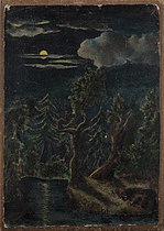 Moonlit Landscape, 1881, his first oil painting