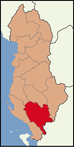 Localização da prefeitura de Gjirokastër na Albânia