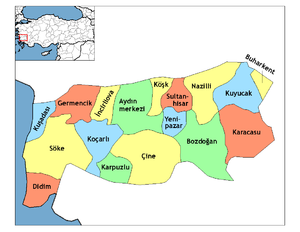 Localização de Kuşadası na província de Aidim