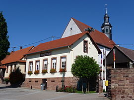 The town hall and church in Berstheim