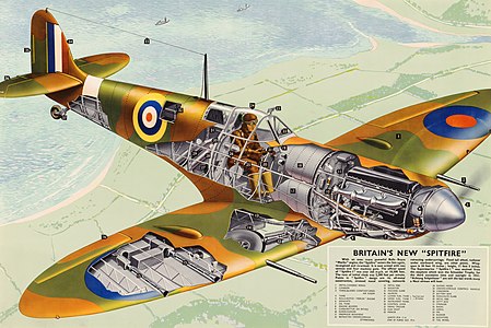 Cutaway diagram of the Supermarine Spitfire, by the Office for Emergency Management