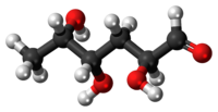 Ball-and-stick model of the colitose molecule