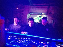 From left: DJ Hype, Matrix, and Futurebound performing at Egg London in November 2018.