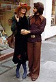 Swedish model Efva Attling in a "midi" dress, with Lars Jacob, Kings Road, London, 1971.