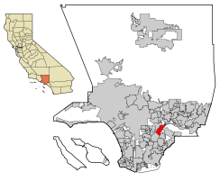 Location of Pico Rivera in Los Angeles County, California