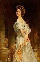 Lady Astor wearing hair in this style in a famous portrait by John Singer Sargent, 1909