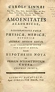 Титульный лист первого издания первого тома «Amoenitates academicae» (1749)