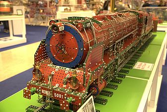 Model steam locomotive built with Meccano