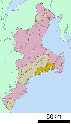 Location of Miniamiise in Mie Prefecture ♦ = City ♦ = Town