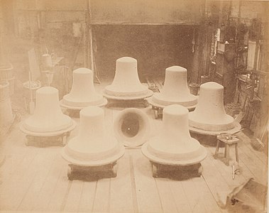 Moulds for church bells in the workshop at Whitechapel Bell Foundry