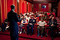 Guests watch Men in Black 3 in 3D at the White House Family Theater in 2012.