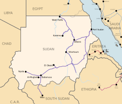 Rail network of Sudan