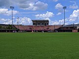 View of the grandstand from the outfield fence.