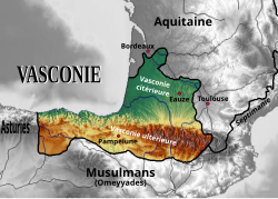 Extent of Vasconia in the early 8th century.