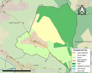 Carte en couleurs présentant l'occupation des sols.