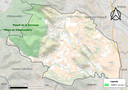 Carte de la ZNIEFF de type 1 sur la commune.