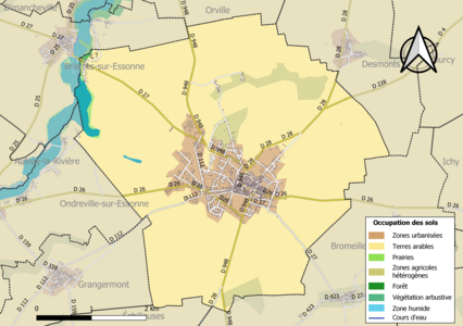 Carte des infrastructures et de l'occupation des sols de la commune en 2018 (CLC).