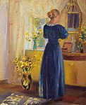 Anna Ancher Interiør med ung pige foran et spejl 1899