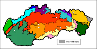 Die Bukovské vrchy innerhalb des Slovenské stredohorie (Slowakisches Mittelgebirge)