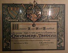 Certificat de membre d'un chevalier du Tastevin